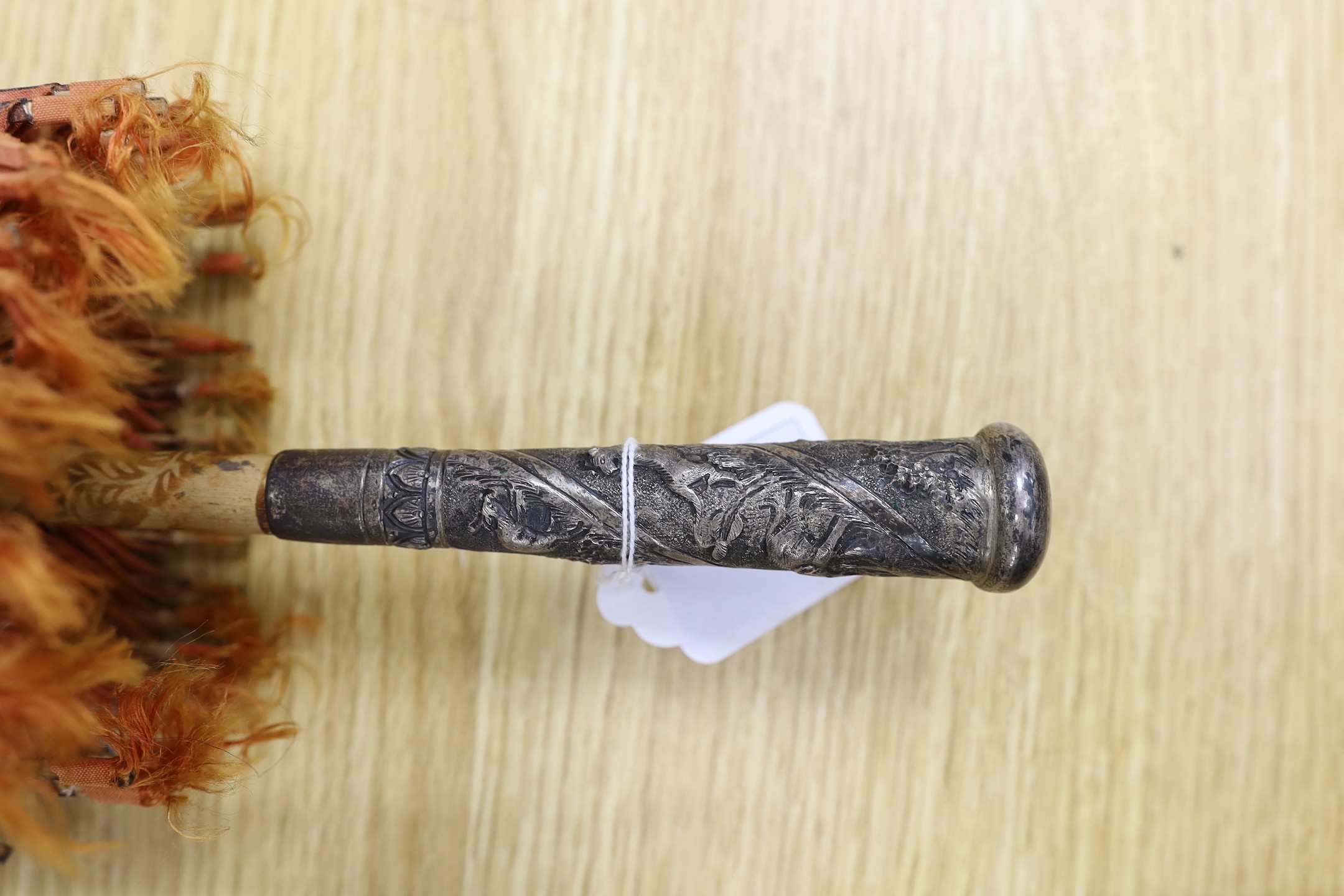 A Burmese painted parasol with white metal handle, 62cm, and one other parasol